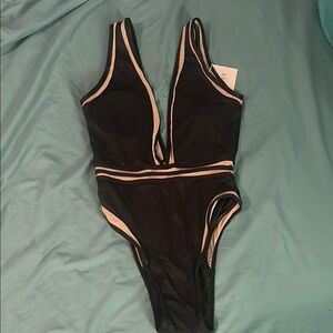 Black and mesh One-Piece Swimsuit